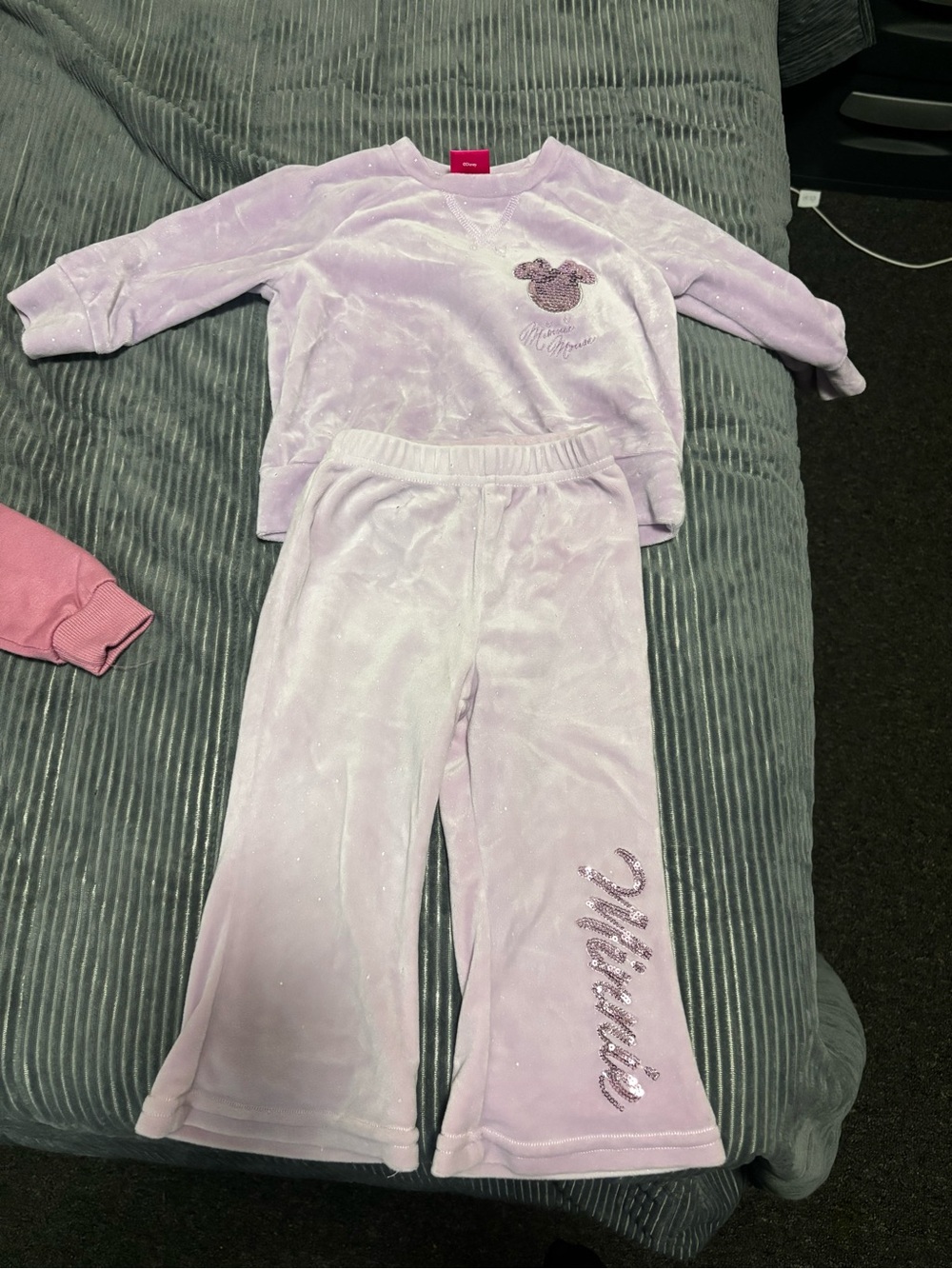 Disney Lavender Velour  Set with Minnie Accent